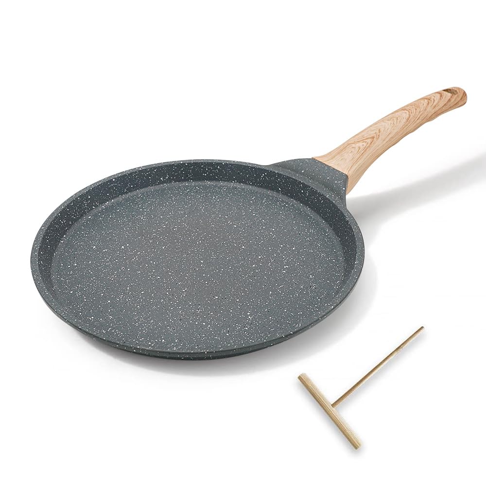 Bobikuke 8 inch Crepe Pan, Nonstick Pan for Crepes Omelette Tortillas Crispy Pancake, Dosa Tawa Tortilla Pan, Griddle Pancake Pan for Roti Indian - Black