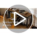 YATINEY TV Stand for 55-Inch TVs with 2 Fabric Drawers Rustic Brown & Black DS02BR