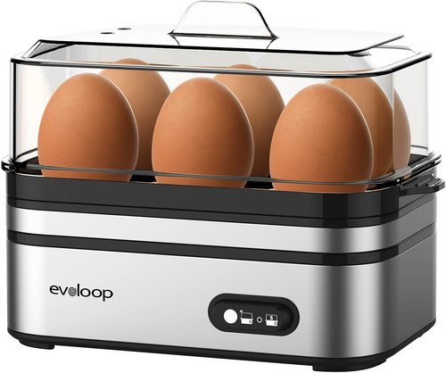 Evoloop Rapid Egg Cooker - Electric 6-Egg Capacity | Soft, Medium, Hard Boiled & Poached Eggs, Auto Shut-Off, BPA Free