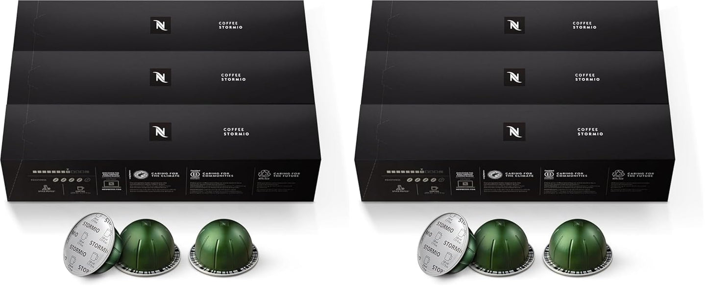 Nespresso Vertuo Stormio Dark Roast Coffee Capsules - 30 Count Pods for 7.8oz Brews | Pack of 2