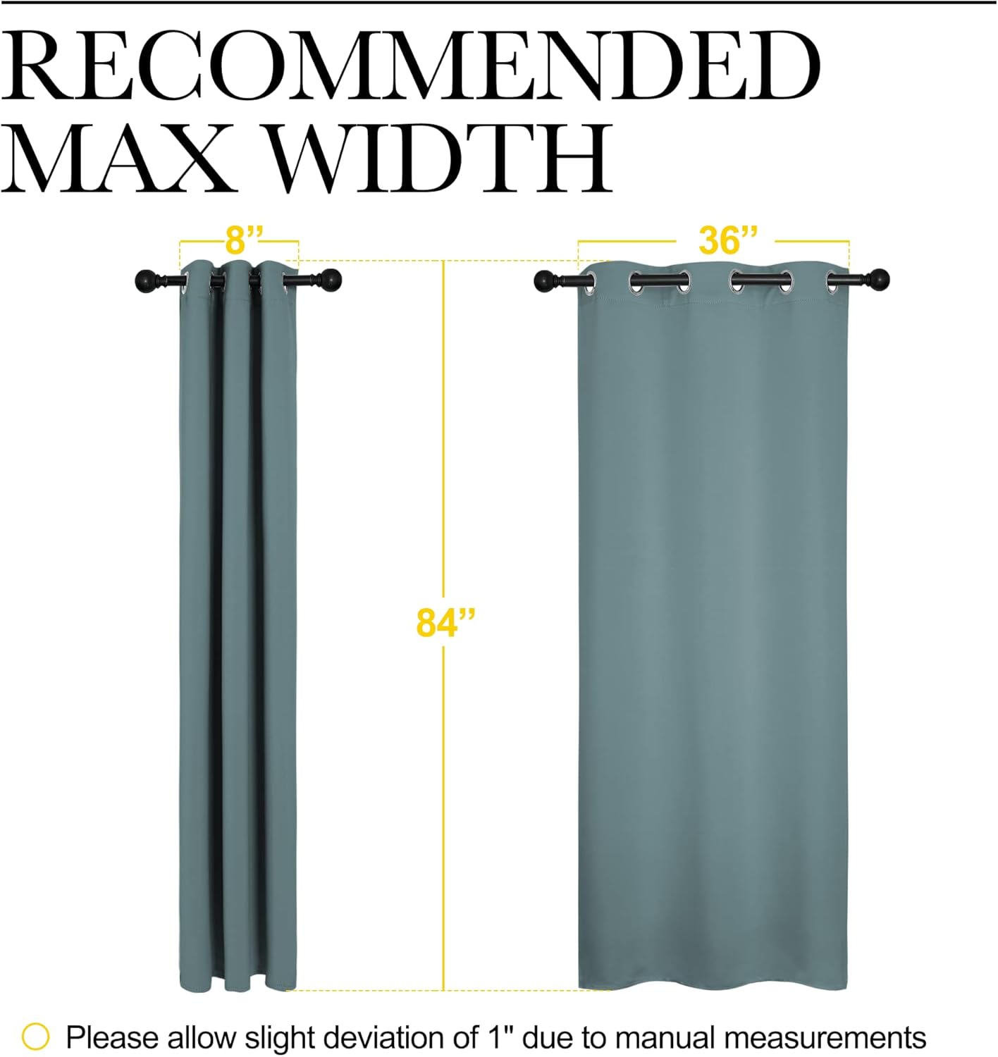 NICETOWN Modern Blackout Curtains - Noise Reducing & Thermal Insulated Drapes | Greyish Blue, 2 Panels (W42 x L84-Inch)