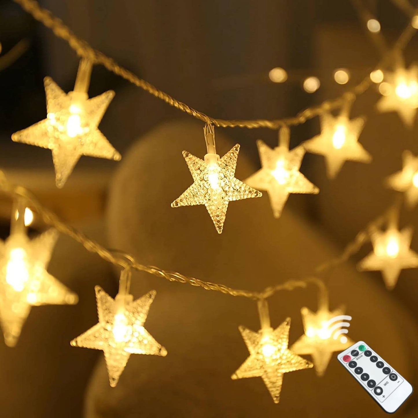 Star String Lights - 20 FT 40 LED Battery Operated Warm White Twinkle Lights | 8 Modes Timer for Indoor/Outdoor Decor