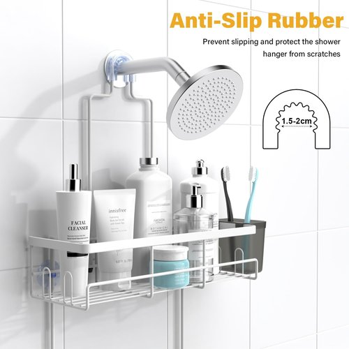 AKTECKE Shower Caddy - 30-Piece Hanging Bathroom Organizer in White for Space-Saving Storage