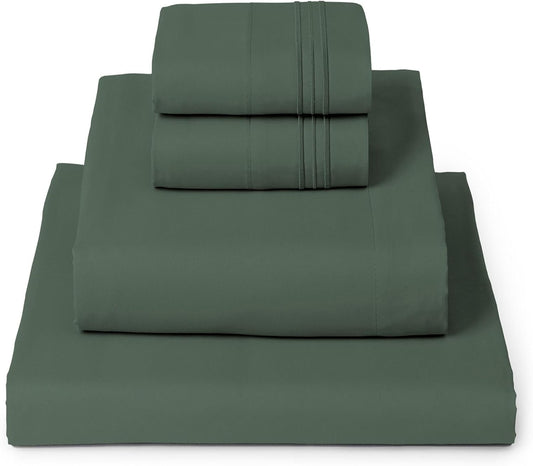 Mellanni King Sheets Set - 4 PC Hotel Luxury Bedding | Extra Soft, Cooling, Stain Resistant - Emerald Green