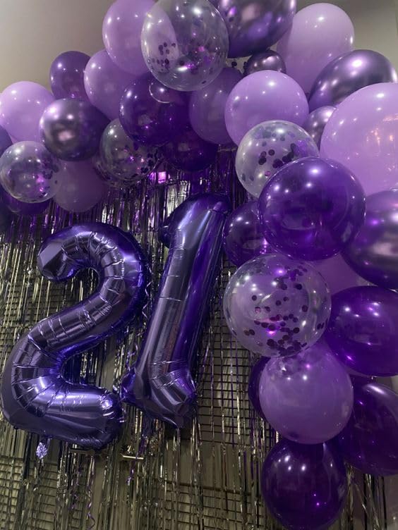 Purple Number 21 Balloon 40 Inch, 21st Birthday Party Decorations for Children, Giant 21 Foil Balloon for Party Supplies