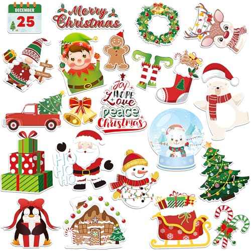 JULMELON Christmas Magnetic Stickers, 22pcs Xmas Snowman Santa Gingerbread Car Magnets Holiday Decorations Accessories for Supplies Home Refrigerator Dishwasher Fridge Car Bumpers Party Decor