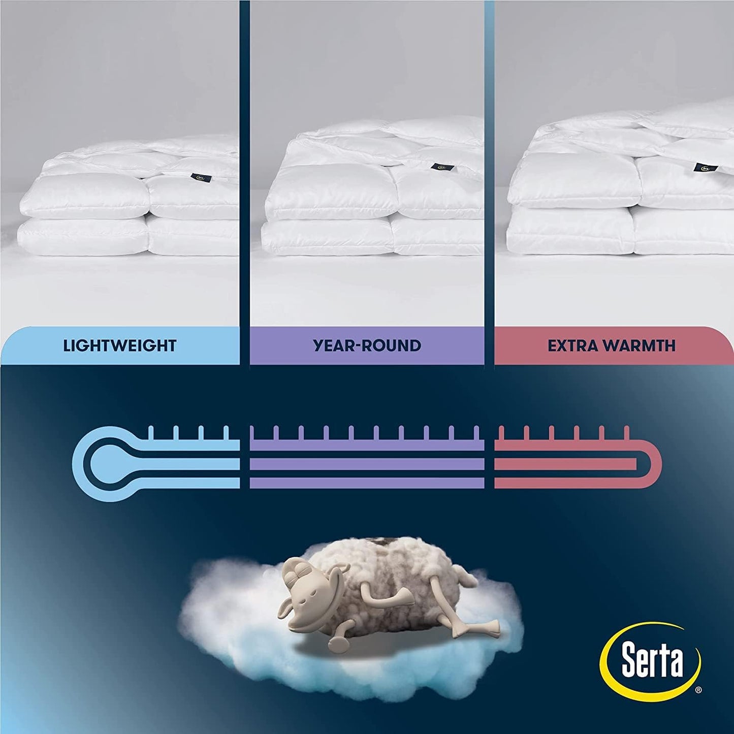 SERTA Down Illusion Comforter - Hypoallergenic Down Alternative | Full/Queen Size, White