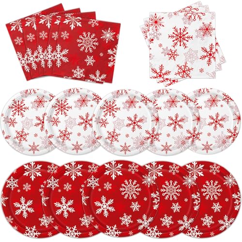 Christmas Plates and Napkins Serve 50 Snowflake Sets Includes Dinner