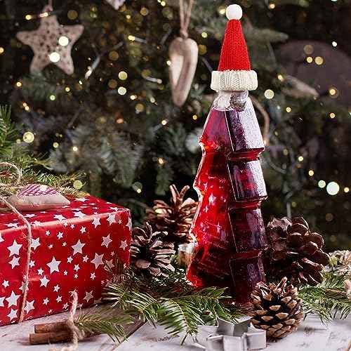 Bencailor 6 Pcs Mini Santa Hats for Crafts Small Christmas Knit Hat Tiny Snowman Wine Bottle Cover Holder Doll Cap for Table Cover (Classic)