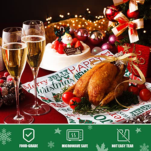 Christmas Wax Paper Sheets 12x12 Inch Food Wraps & Basket Liners - 240 Pack