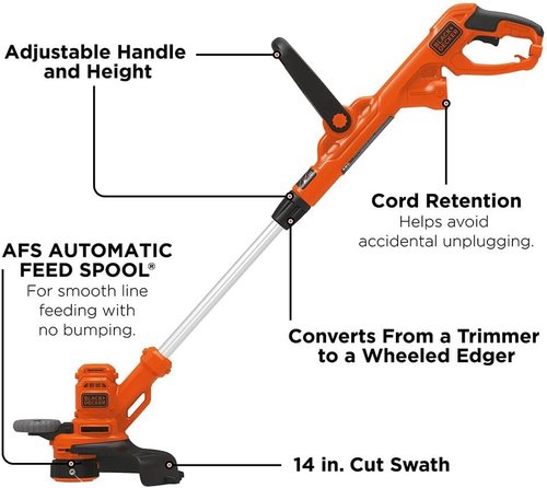 BLACK+DECKER 14-Inch Weed Wacker - Powerful 6.5-Amp Electric String Trimmer & Lawn Edger