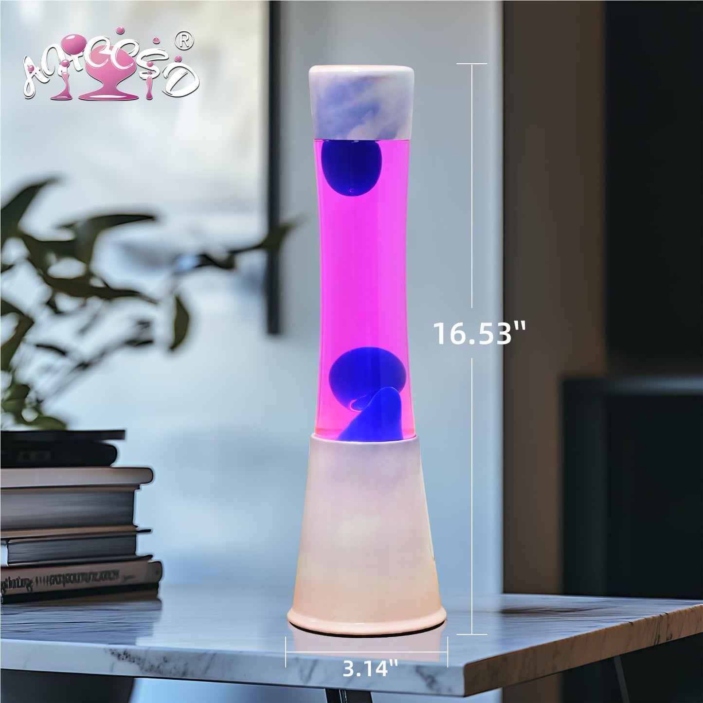 AHCCSD 16 Inch Pink Cloud Magma Lamp,Motion Liquid Lamp Pink Liquid with Purple Wax Pink Blue Gradient Base Relaxing Gorgeous Lamp for Adults Kids Women Girls Christmas Great Gift