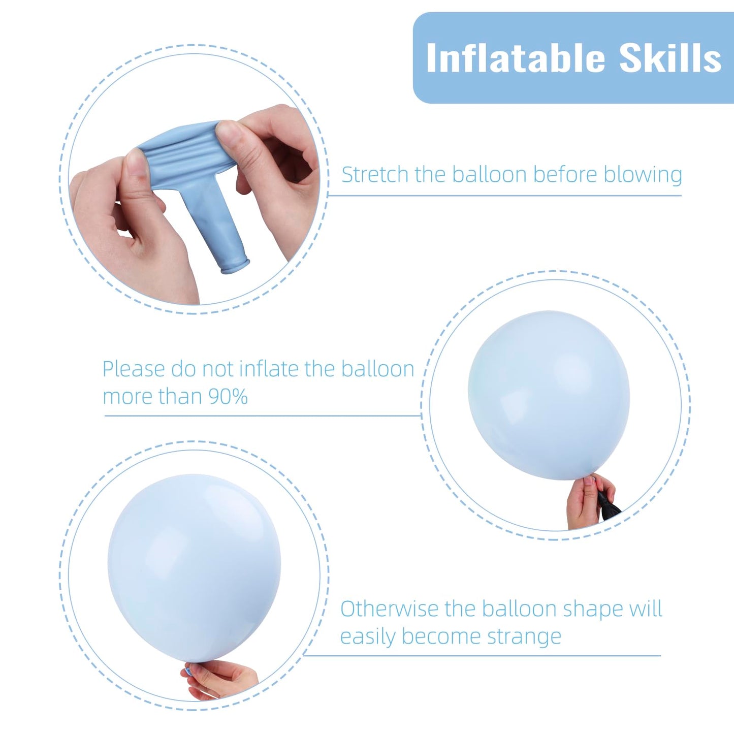RUBFAC Blue Balloons 129pcs, Pastel Light Blue Balloon Different Sizes 18 12 10 5 Inch for Garland Arch Kit, Gender Reveal Baby Shower Birthday Wedding Easter Party Decoration
