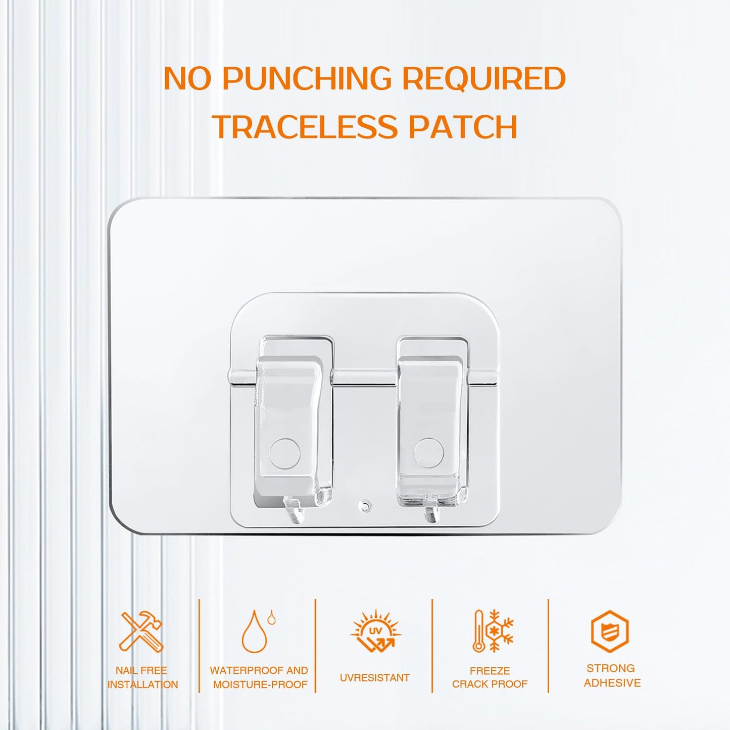 Gripalix Outdoor String Lights Hooks 90Pcs Christmas Light Clips for Outside Clear Cable Clips Heavy Duty Adhesive Wall Hooks for Roof Gutters Transparent Lamps Hanger Waterproof Wire Holder