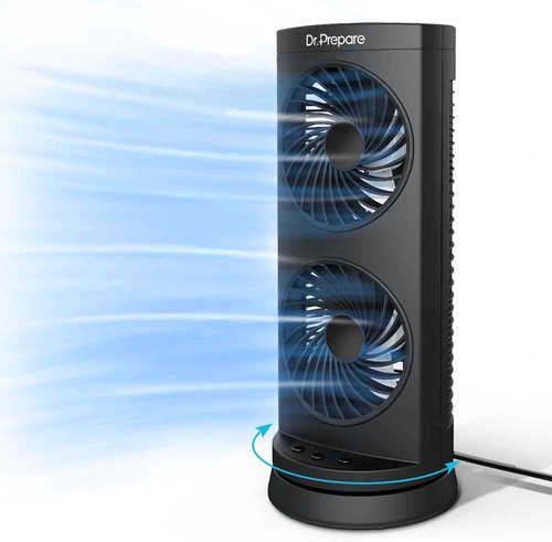Dr. Prepare Desk Fan - Portable Oscillating Tower Fan with 3-Speed Options | 110° Oscillation, 13-Inch