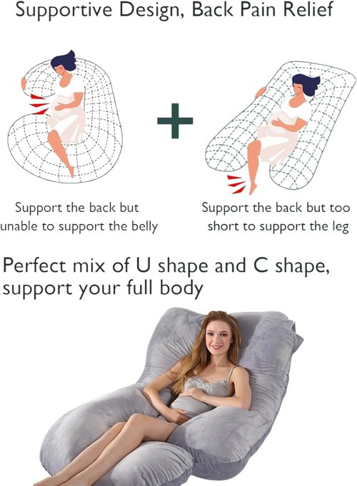 BATTOP Pregnancy Pillow - Full Body Maternity Support for Back, Hips & Belly | Removable Washable Cover