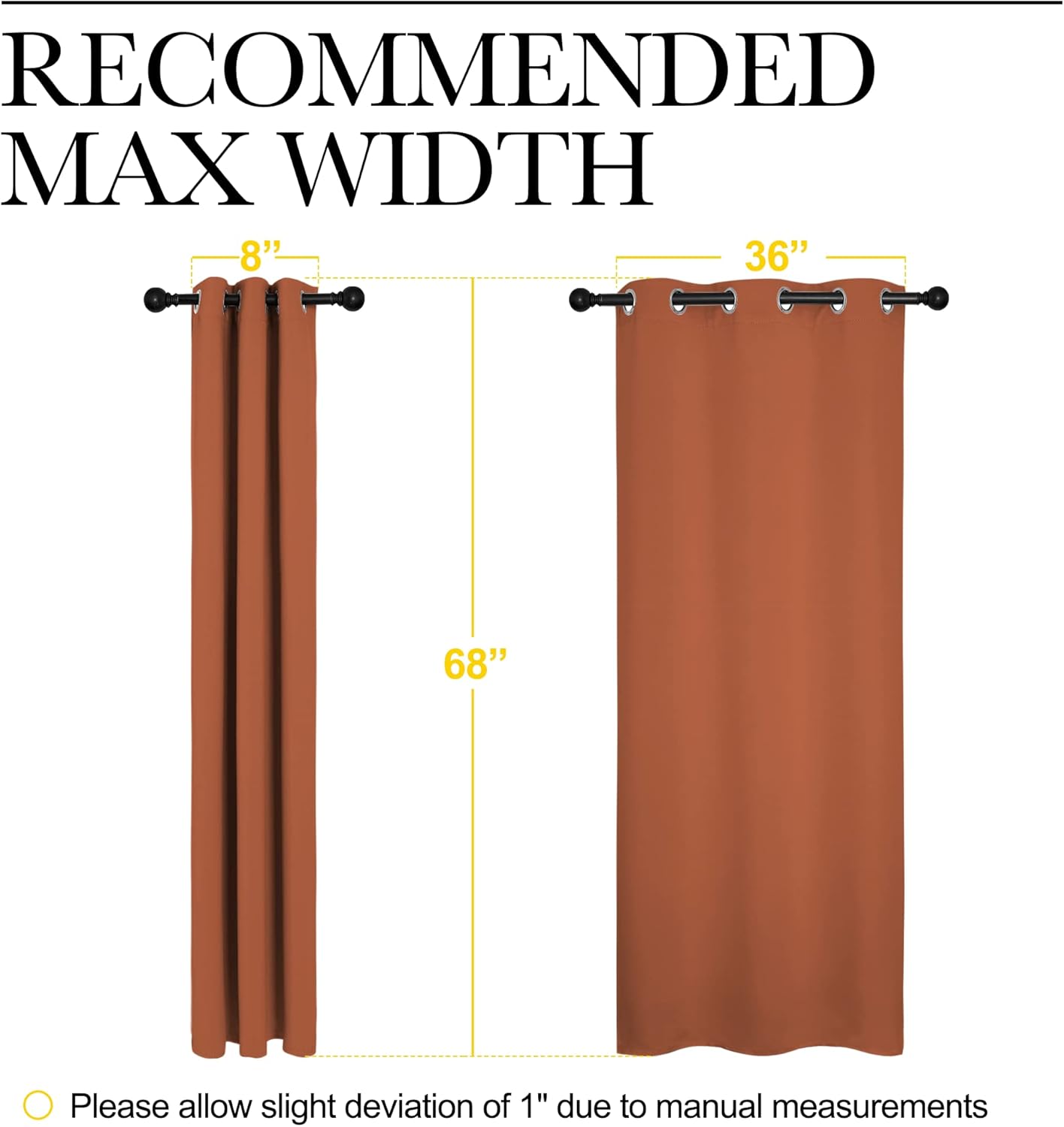 NICETOWN Blackout Curtains - Thermal Insulated Drapes for Privacy | Burnt Orange, 42 x 68 Inches