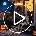 White Human Skeleton & Dog Halloween Decorations Outdoor Indoor - Posable & Weather-Resistant