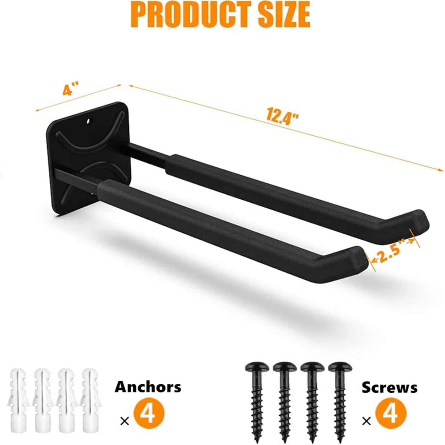TORACK Heavy Duty Garage Hooks - Wall Mount Tool Organizer for Tires, Ladders & More | 2 Pack, 12.4" Hook
