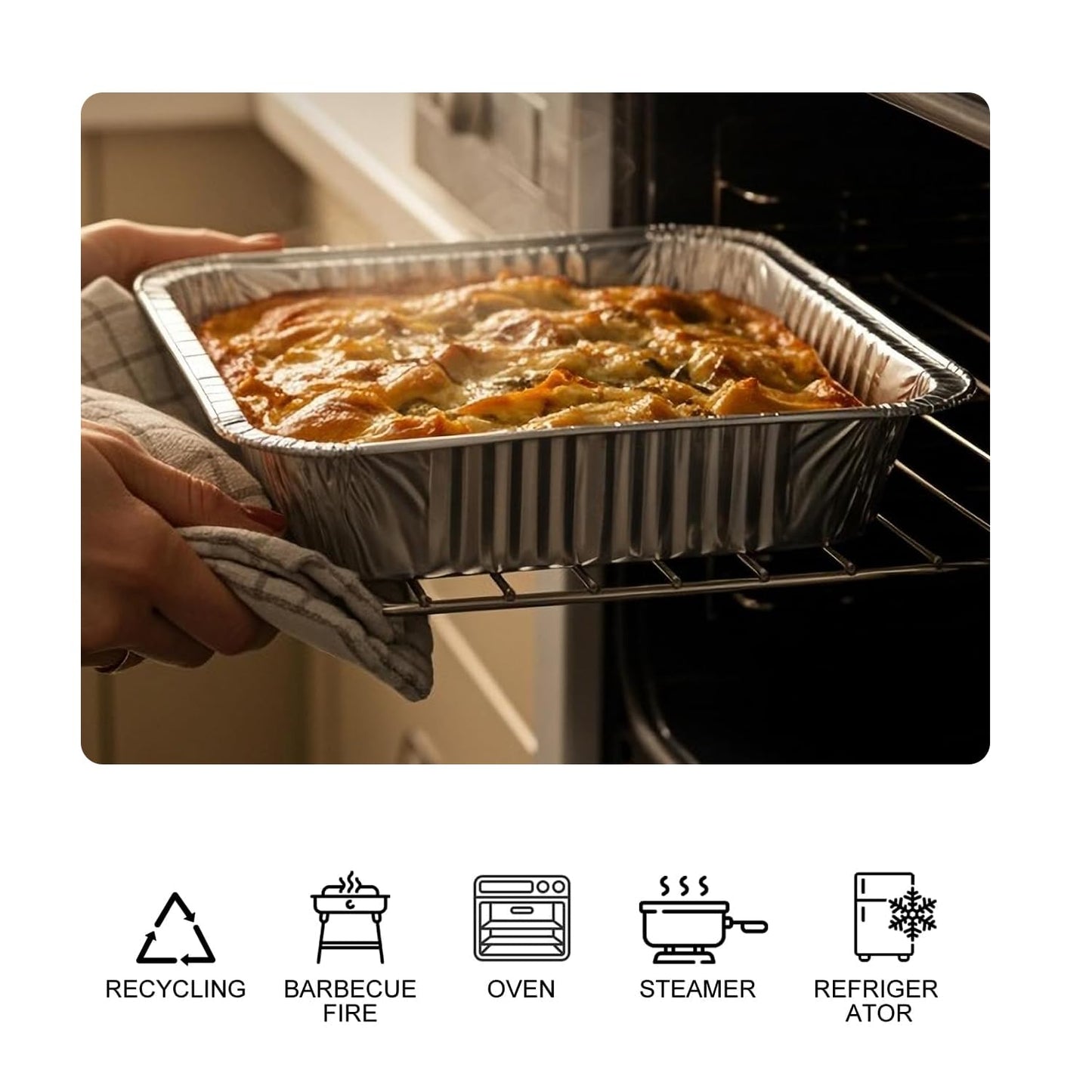 Thickened 9"x13"Aluminum Foil Pans (10 Pack) - Disposable Steam Table Pans for Baking, Cooking, Roasting Food Prep - Deep 2.5" Full Size Hotel Pan, Freezer Oven Safe, Durable to-Go Containers