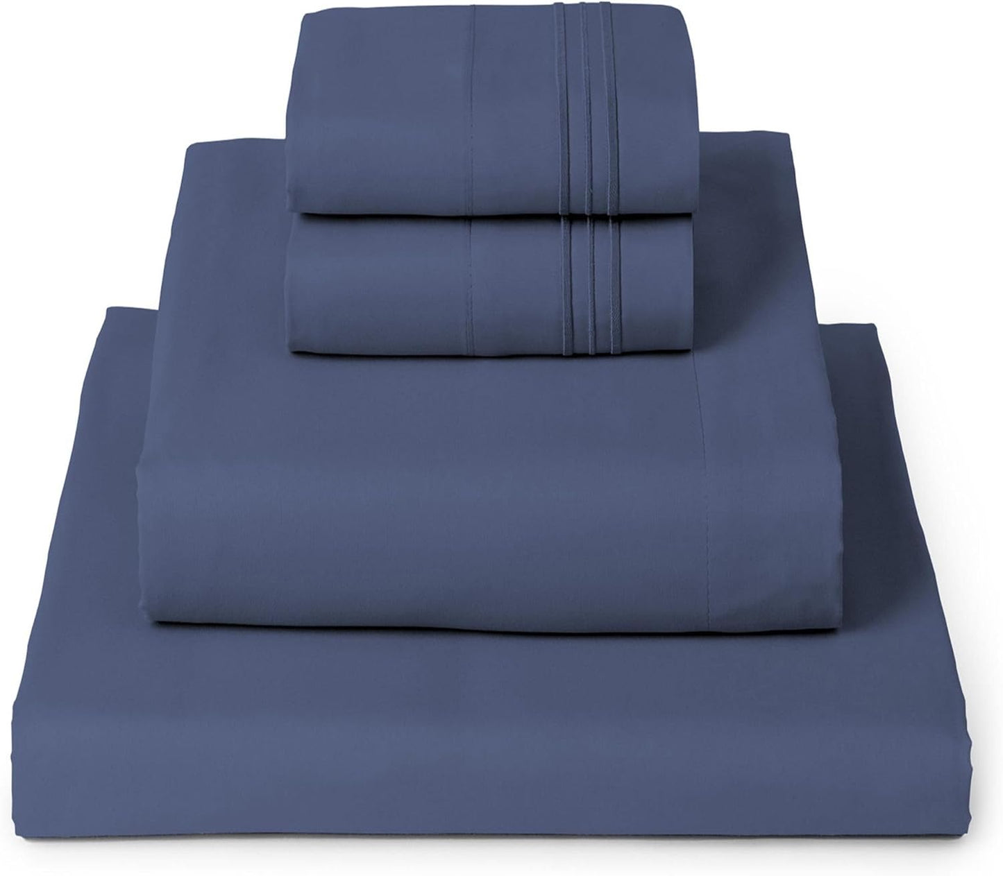 Mellanni King Sheets Set - 4 PC Hotel Luxury Bedding | Extra Soft, Cooling, Wrinkle Resistant (King, Blue Nova)