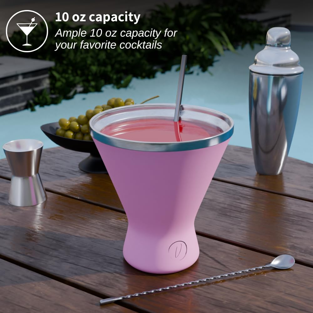 Mother’s Day Gift for Mom - [Pack of 1, Pink] Stainless Steel Martini Glass, Unbreakable Metal Cocktail Glass, Unique Gift for Women Wife, 10oz Elegant Drinkware