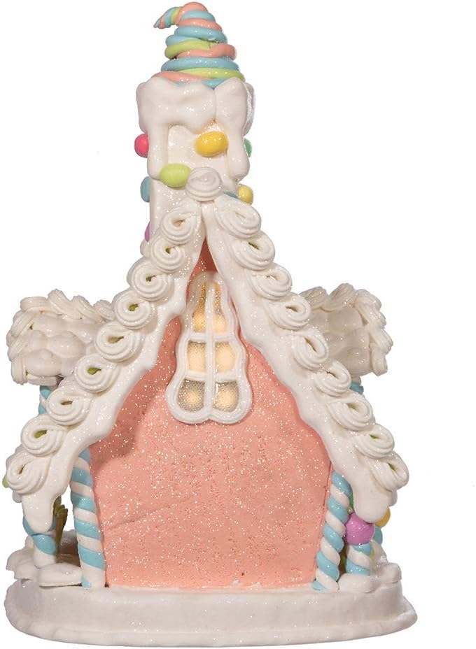 Kurt S. Adler 12.5-Inch Light-Up Pastel Gingerbread House - Battery-Operated Holiday Decor