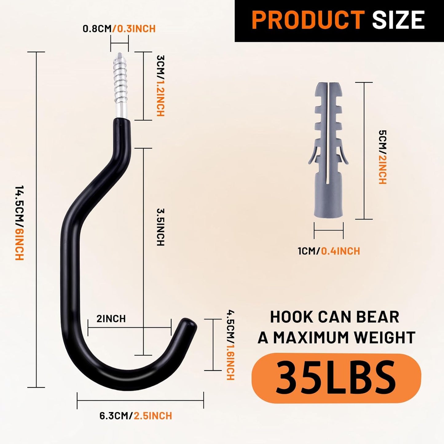 Skiennix 8-Pack Heavy Duty Bike Hooks - Rust Resistant Wall Mount Bicycle Storage for Garage Organization