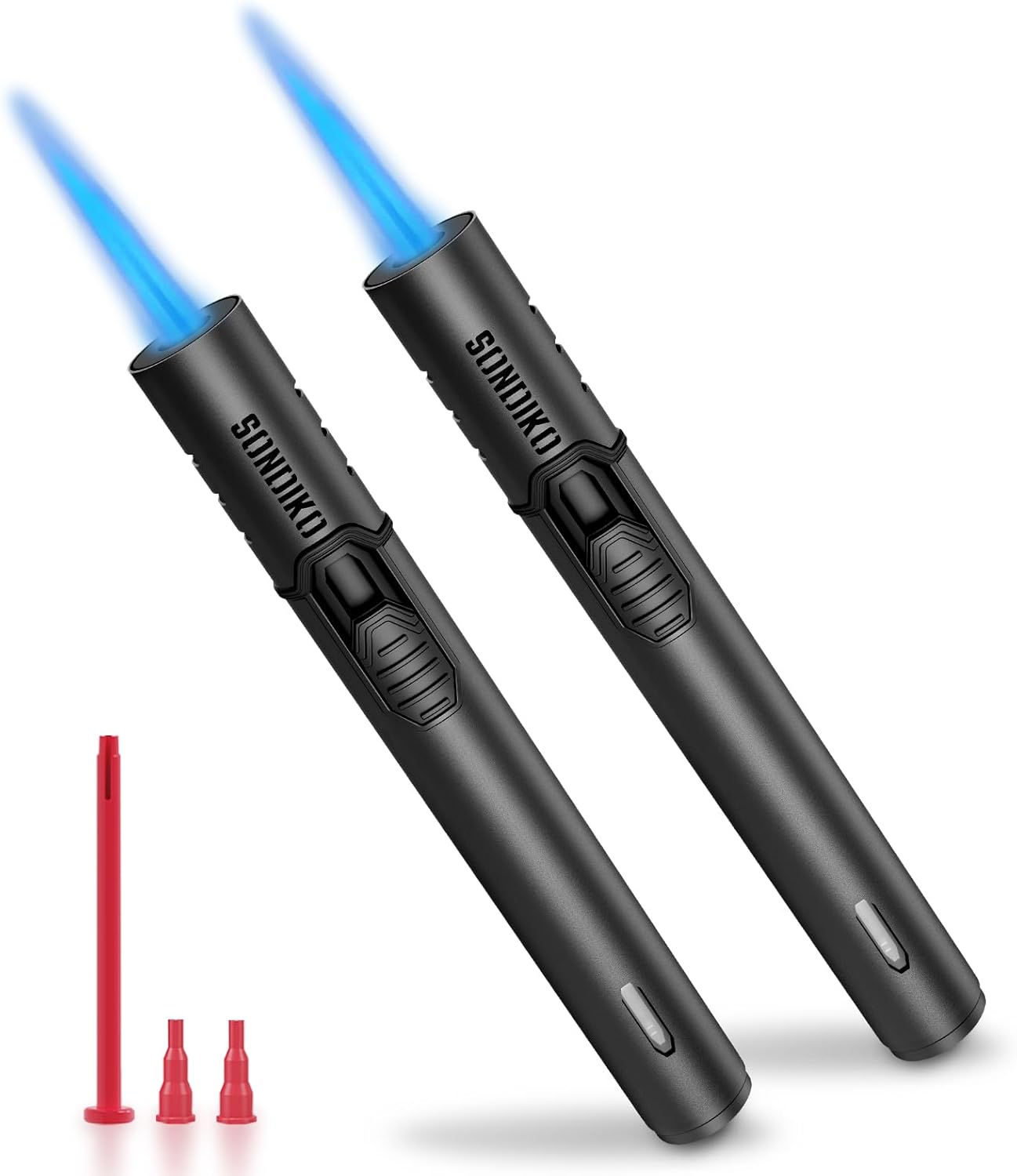 Sondiko Torch Lighter - Refillable Butane with Adjustable Jet Flame & Metal Shell | Butane Refill Kit Included