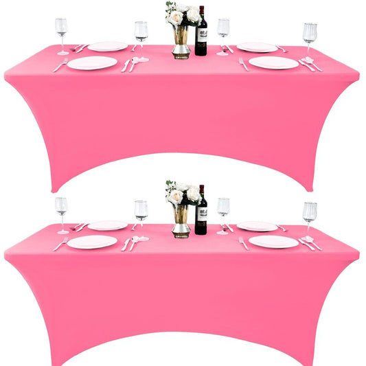 ZarzaaSik 6-Pack 8ft Spandex Table Covers for Rectangle Folding Tables - Washable Elastic Tablecloth - Ultimate Fitted Table Protector for Birthday Parties, Trade Shows, Banquet