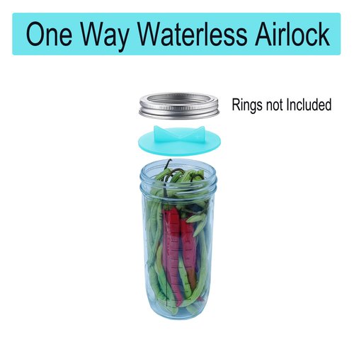 Fermentation Lids silicone waterless airlock fermenting Caps for Wide Mouth Mason Jar(Excluding rings) (4 Lids with Airlock)