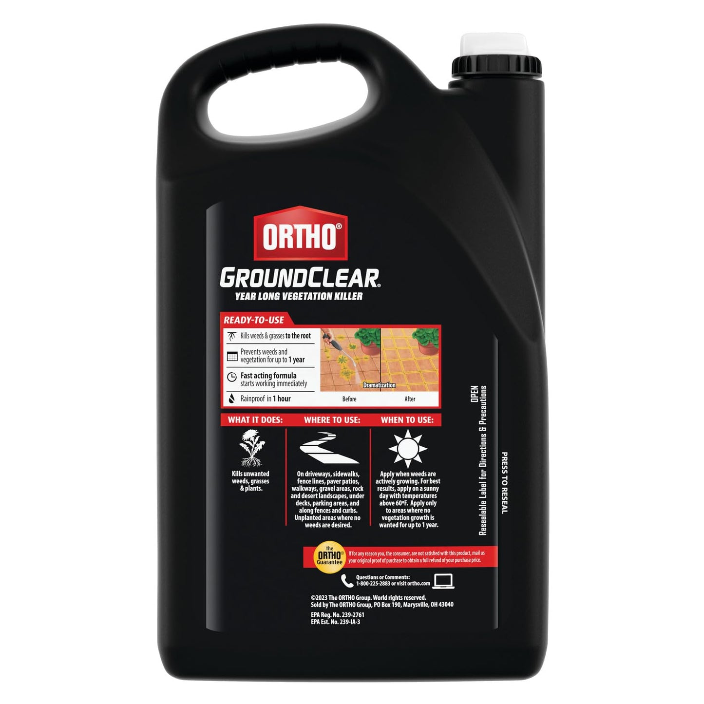 Ortho GroundClear Year-Long Vegetation Killer Refill - Kills Weeds & Grasses for 1 Year | 1 Gallon