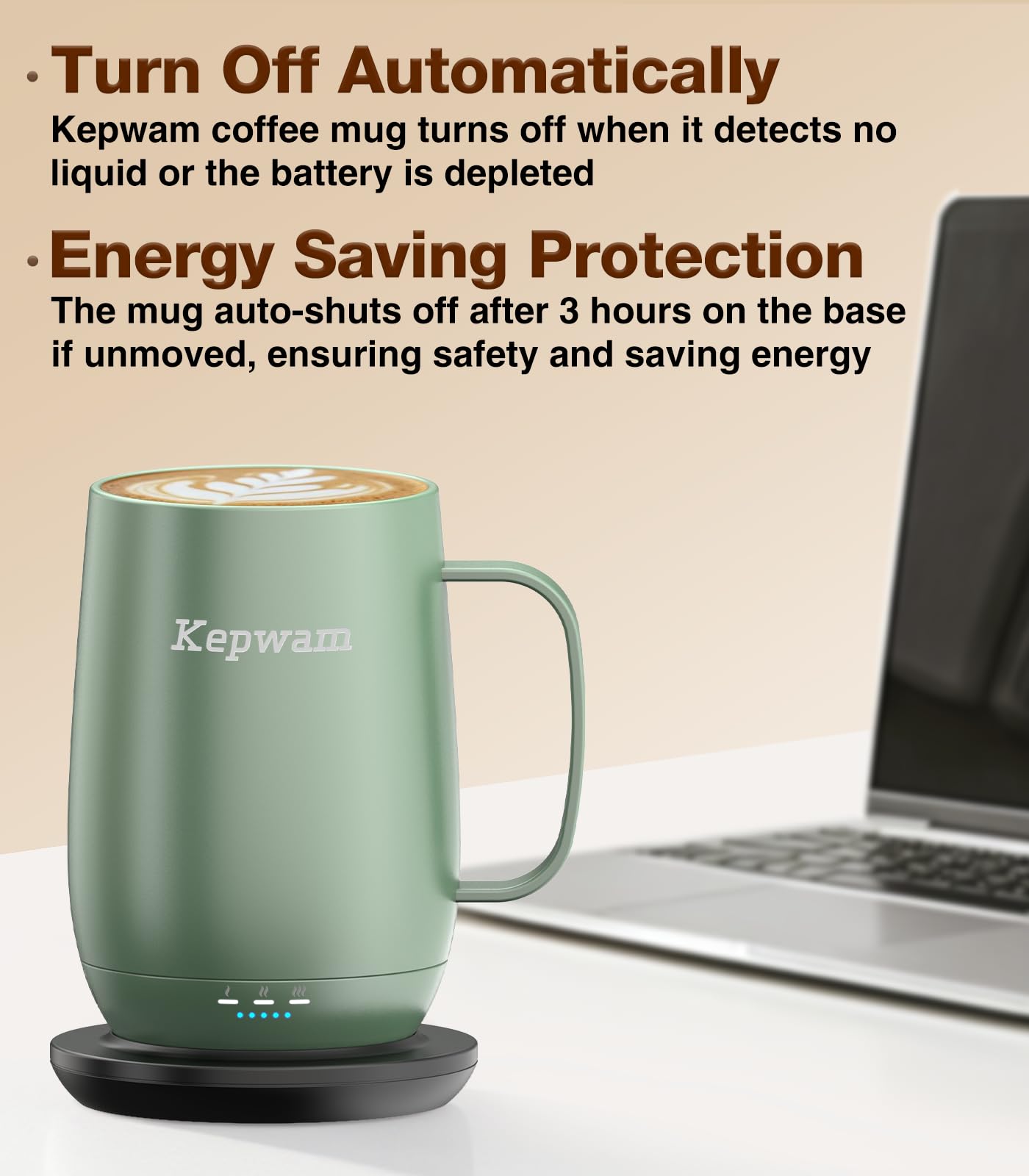 Kepwam Heated Coffee Mug T2-Plus, 20oz Leading Large Capacity Self Heating Coffee Mug, Up to 8 Hrs Battery & Hot Up to 149℉, Smart Coffee Mug for Women, Men