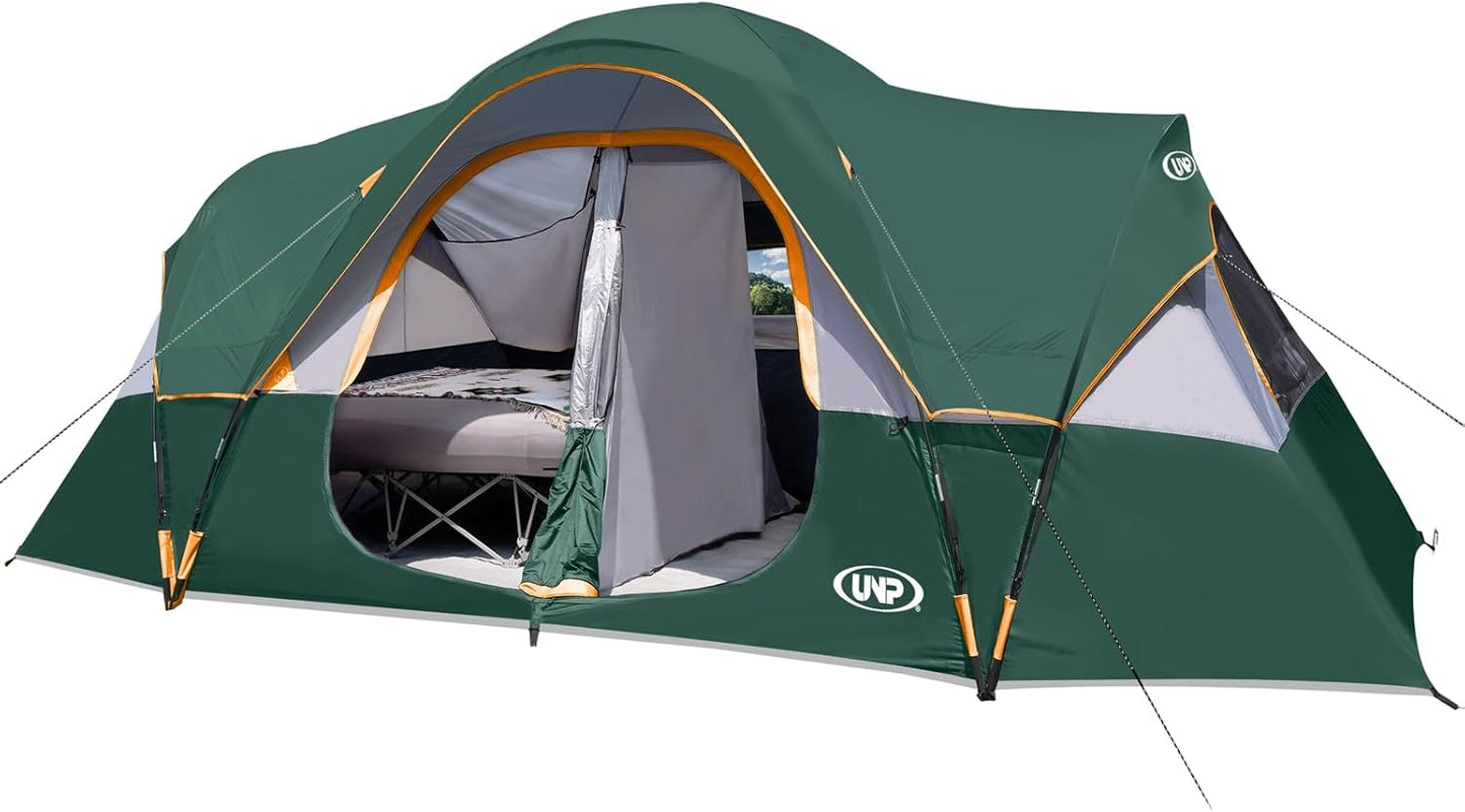 UNP Camping Tent - Spacious 10-Person Family Tent with 5 Large Mesh Windows | Waterproof & Weather Resistant, 18ft x 9ft x 78in