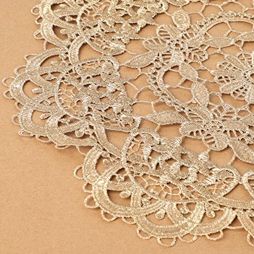 TEYOON 2-Pack 10 Inch Golden Daisy Crochet Doilies Handmade Round Placemat Rustic Table Decor