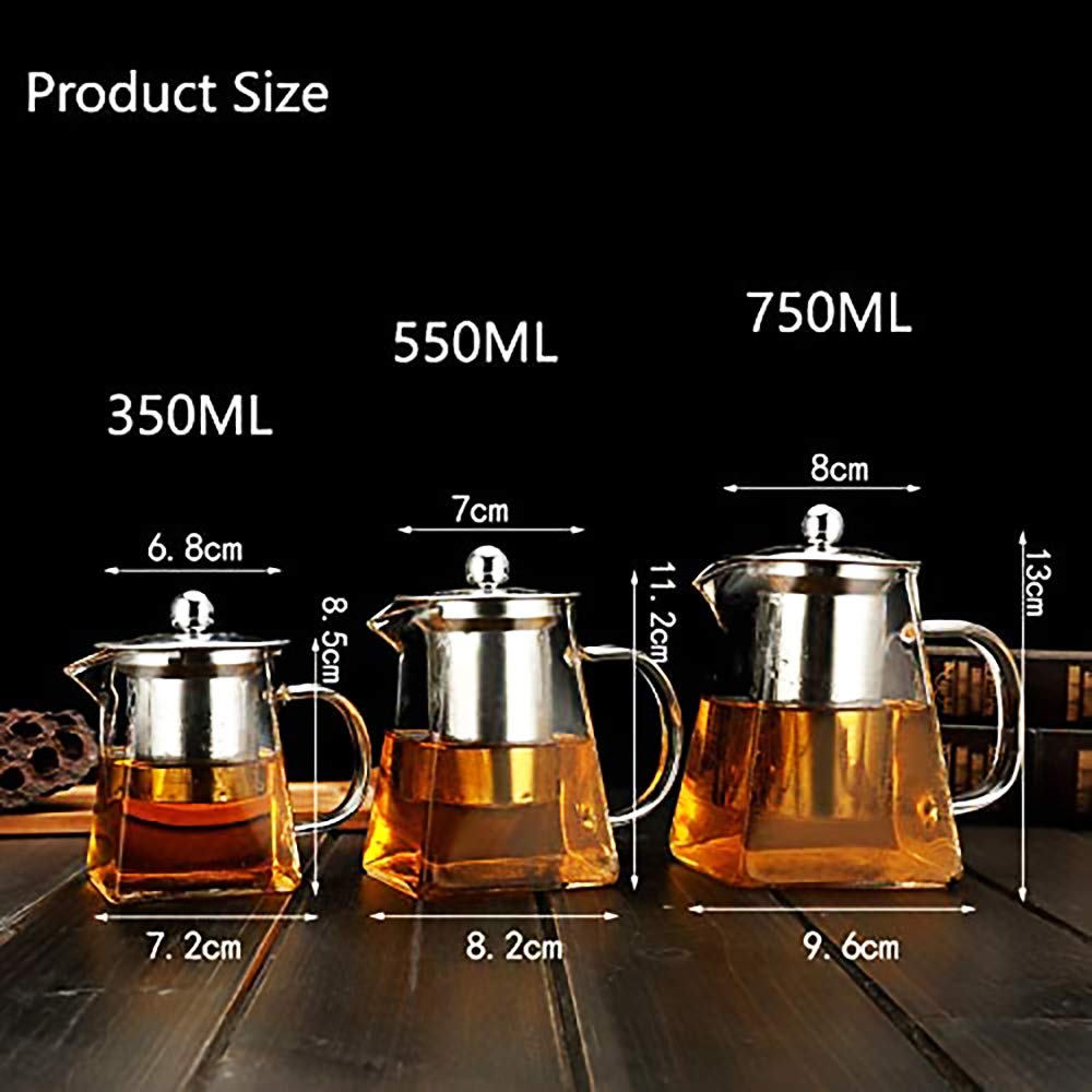 with Infuser Clear Glass Teapot,Tea Pot with Tea Strainers,Borosilicate Glass Teapot with Infusers for Loose TeaHeat Resistant Loose Leaf Teapot,Stovetop Dishwasher Safe (750ML/25OZ)