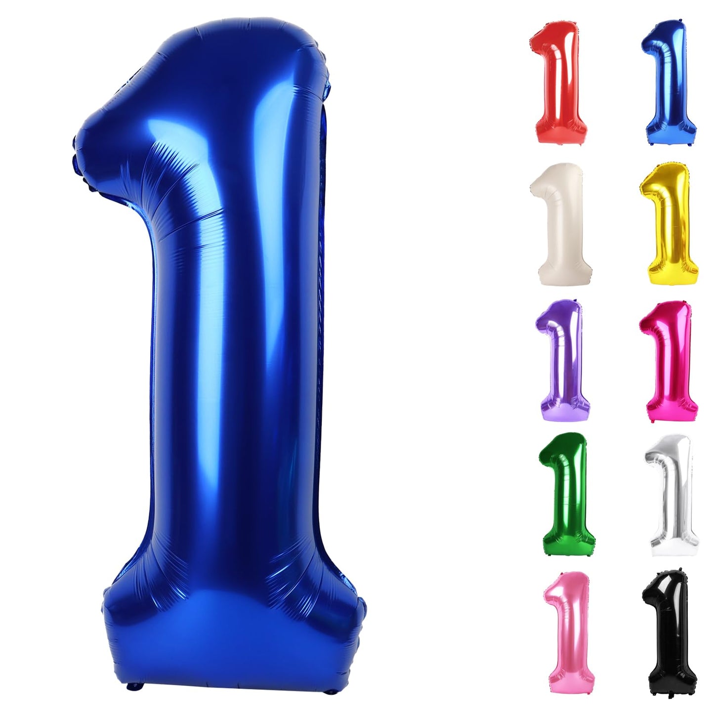 Night Blue Number 1 Balloon for First Birthday 40 Inch, 1st One Number Balloons Birthday Decorations for Girl Boy Toddler Baby