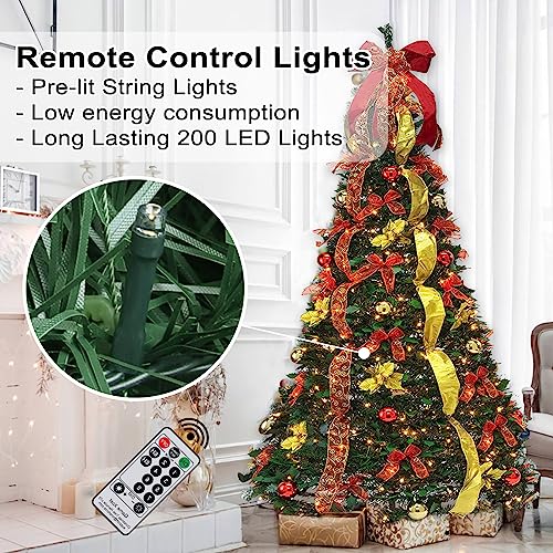 6.5FT Prelit Pop Up Christmas Tree with Lights and Remote, Fully