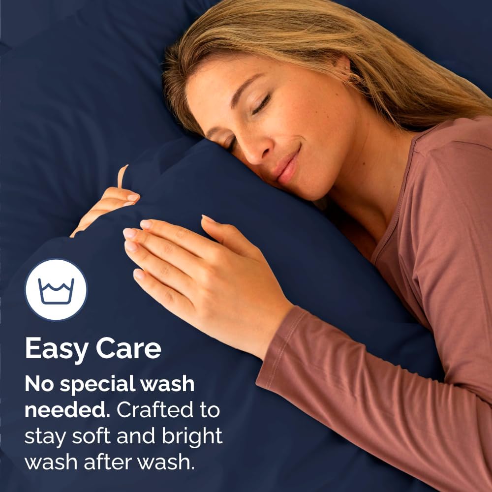 King Standard Pillow Cases - Soft Hotel Quality Pillowcase Covers - Machine Washable - Navy Blue - Set of 4