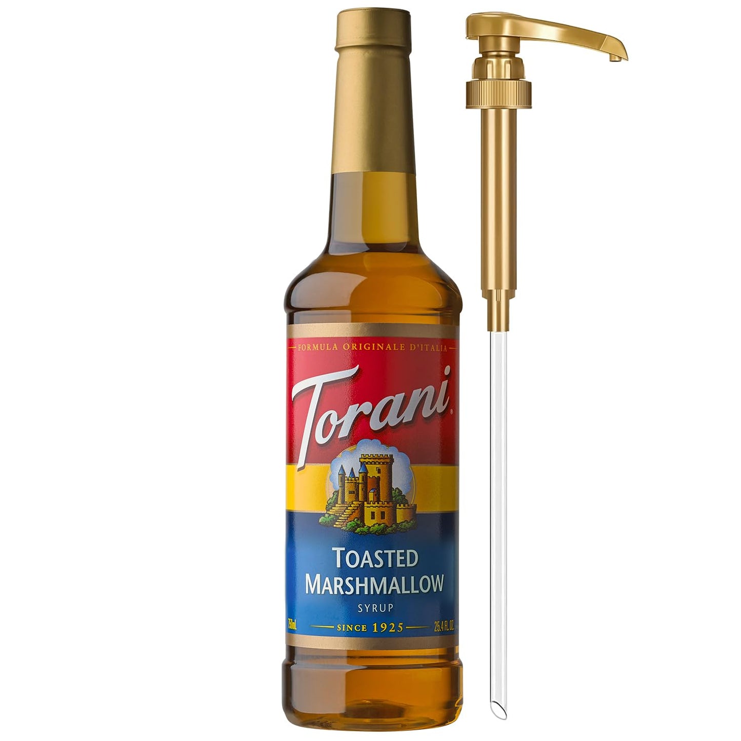 Torani Coffee Syrup - Toasted Marshmallow Flavor for Drinks | 25.4 Fl Oz with Pump Included