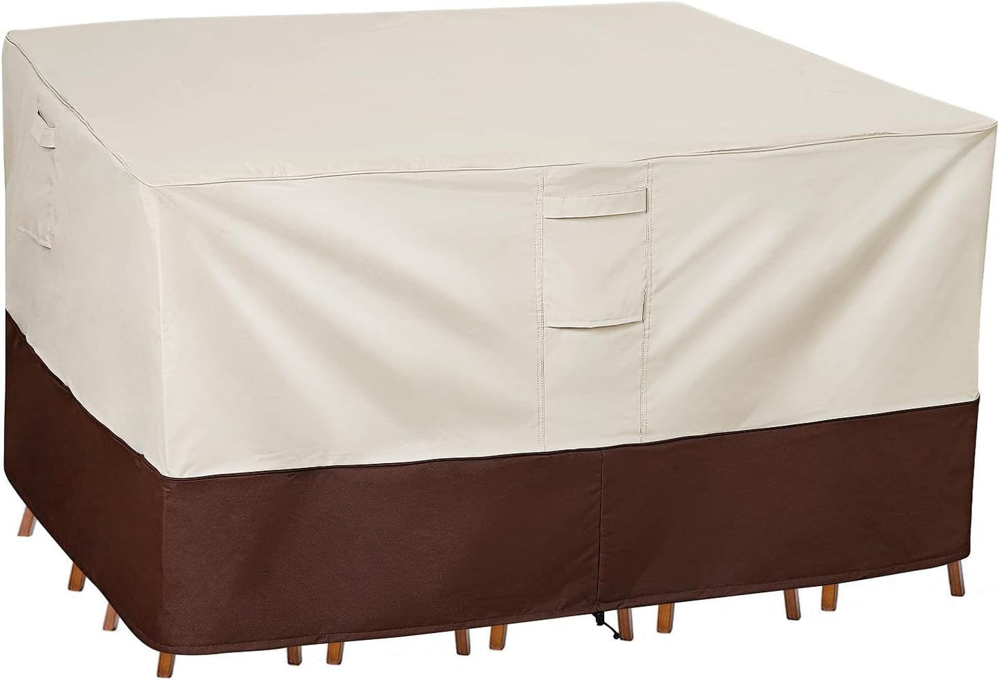 Vailge Waterproof Patio Furniture Set Cover - Padded Handles | Small Beige & Brown Outdoor Table Cover