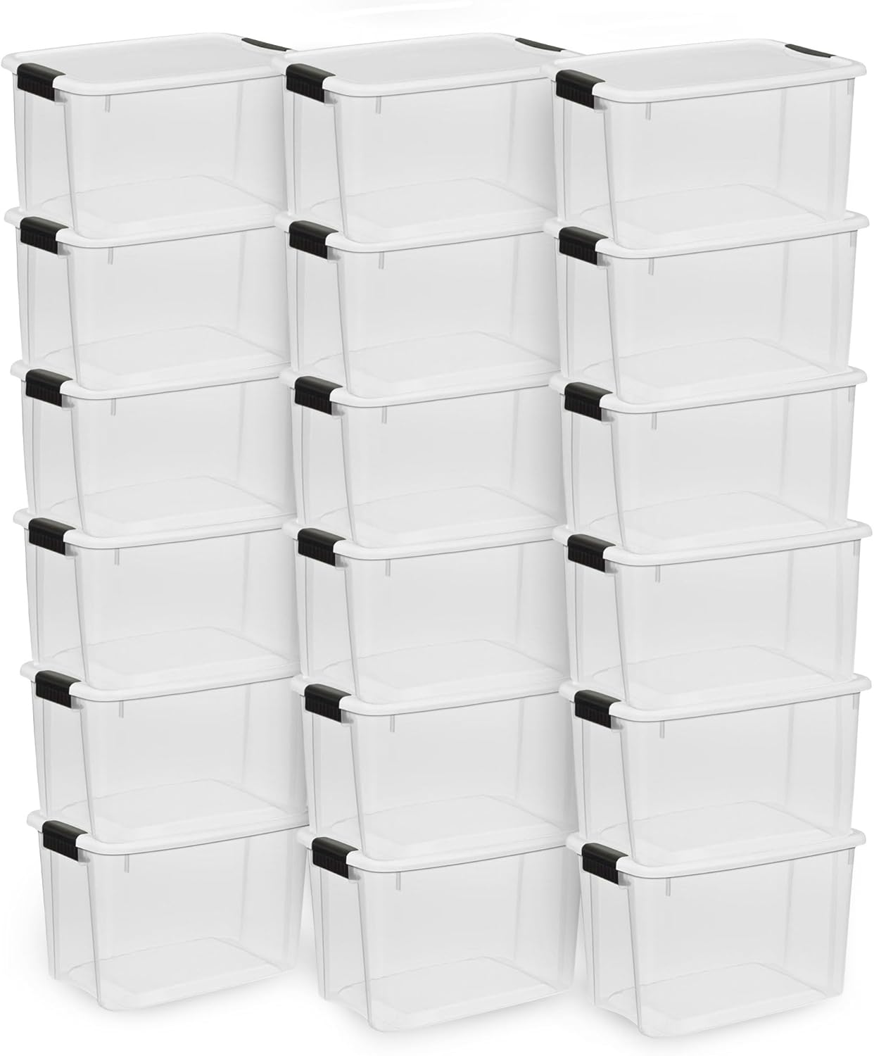 Sterilite 30 Quart Ultra Latching Storage Bins - Clear Plastic Organizing Containers for Home & Office