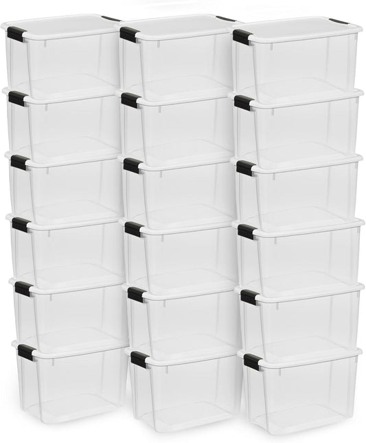 Sterilite 30 Quart Ultra Latching Storage Bins - Clear Plastic Organizing Containers for Home & Office