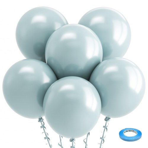 Bezente Dusty Blue Balloons 18 Inch - 30 Pack Large Thick Blue Balloons Big Round Slate Latex Balloons for Bridal Shower Wedding Birthday Party Decorations