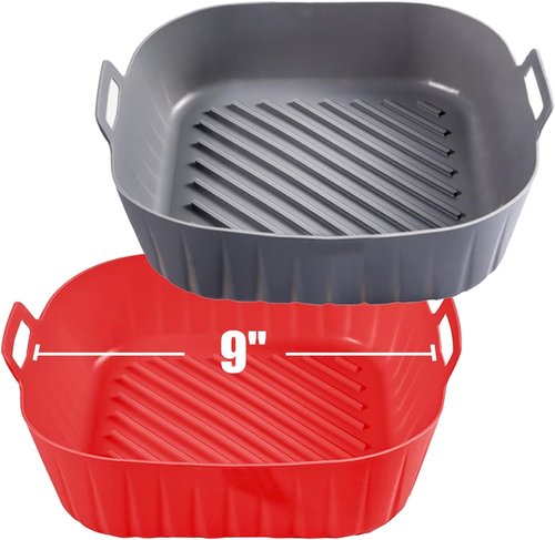 Golden Associate Silicone Liners - Non-Stick Reusable Air Fryer Basket | 2 Pcs, 9" Top Size, Food-Grade