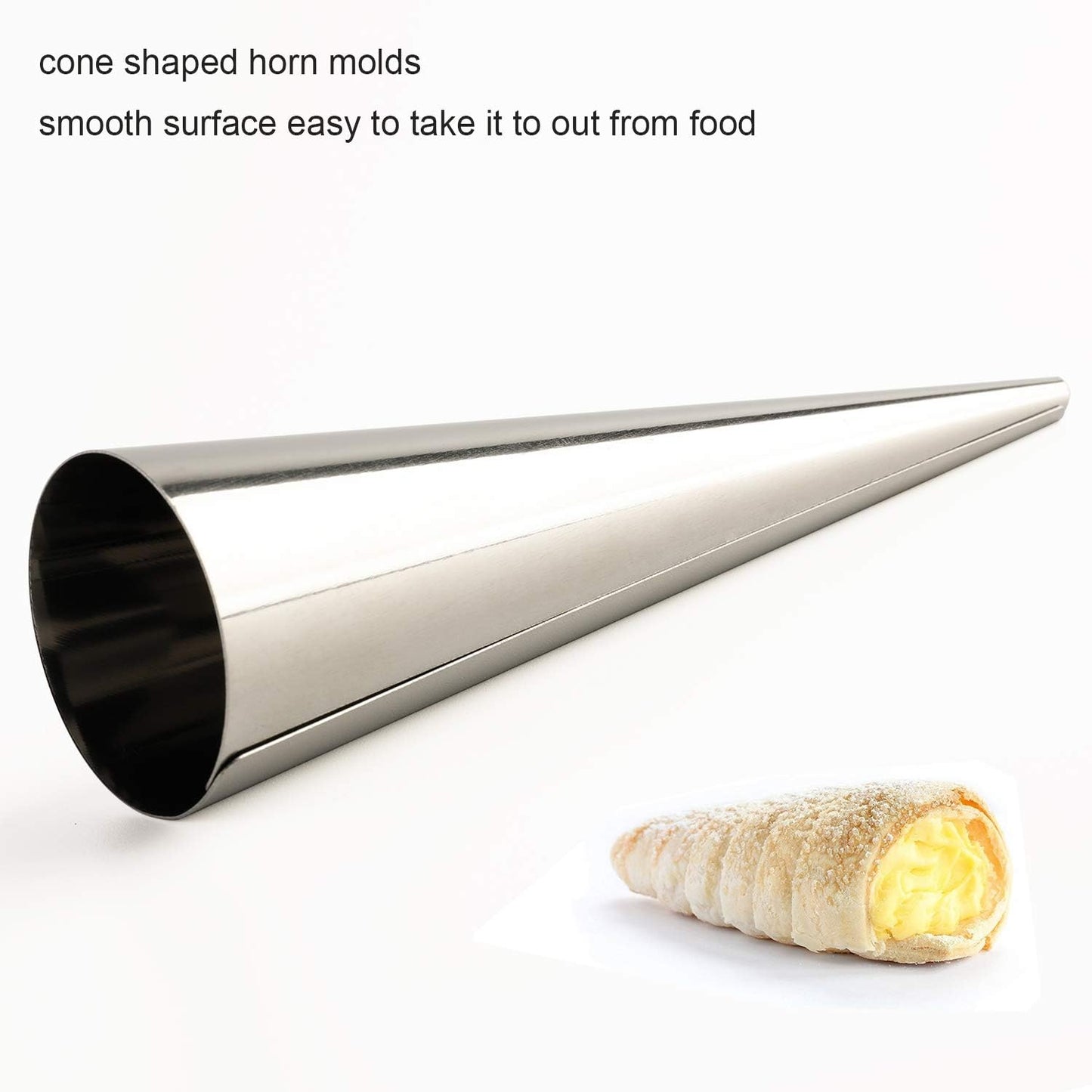 Skiennix Stainless Steel Cream Horn Molds - Perfect for Cannoli & Croissant Baking | Set of 4