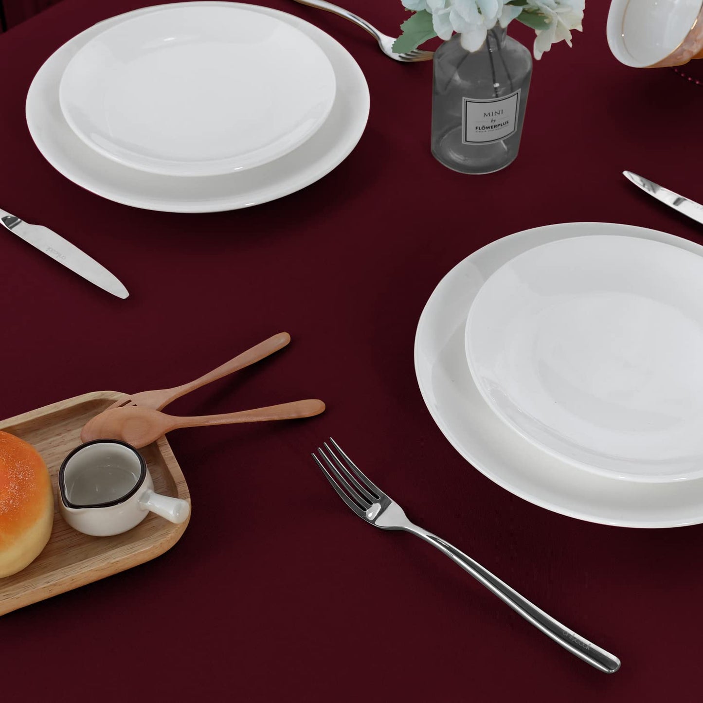 sancua 2 Pack Burgundy Tablecloth 60 x 120 Inch, Rectangle 8 Feet Table Cloth - Stain and Wrinkle Resistant Washable Polyester Table Cover for Dining Tables, Buffet Parties and Camping