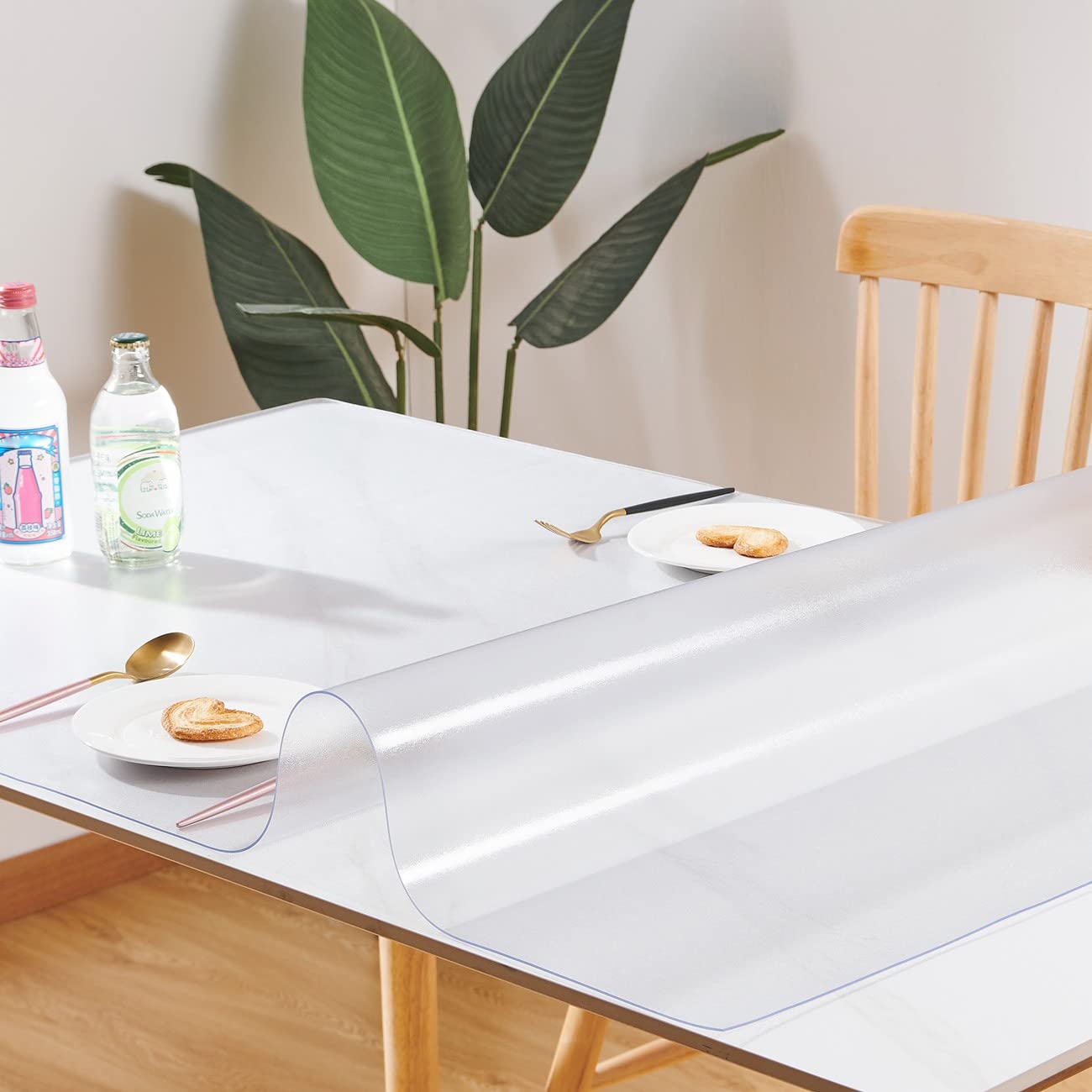Leffora Frosted Table Cover Protector 40 x 72 Inch, 1.5mm Thick Plastic Desk Protector Mat, Rectangular Waterproof PVC Placemats, Transparent Mat for Kitchen, Dresser, Writing Desk, Dining Room Table