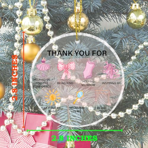 Soiceu E Dance Teacher Christmas Ornament - Thank You Gift for Women, Acrylic, 3-inch