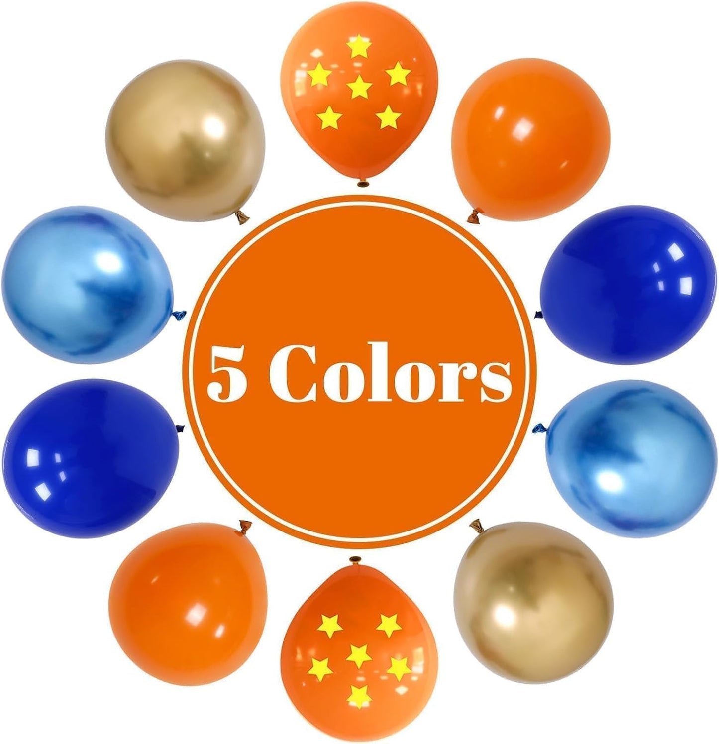 Royal Blue & Matt Orange Balloons by [Brand Name] - 12-Inch Metallic Latex Party Balloons for Kids' Anime Birthday Decor